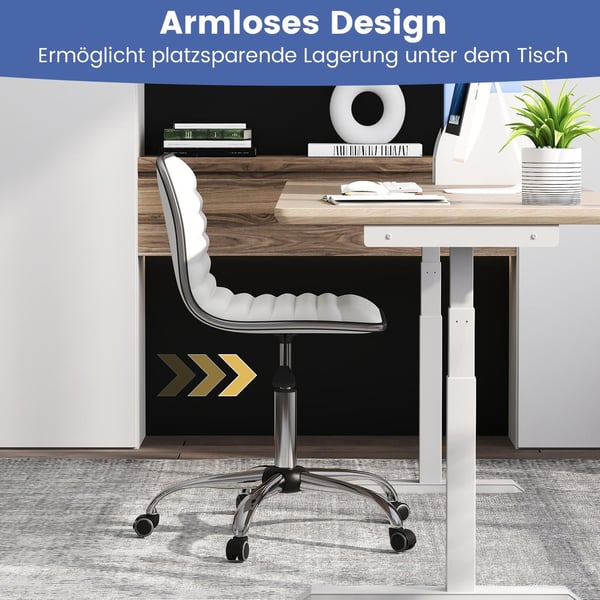 Ergonomisk kontorstol, uten armlener, justerbar høyde, hvit
