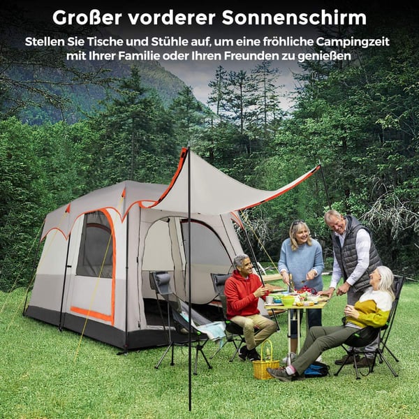 6-personers campingtelt med skillevæg og regnslag