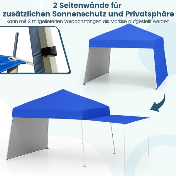 Pop-up paviljongtelt med konvertibelt fortelt, 430x280cm