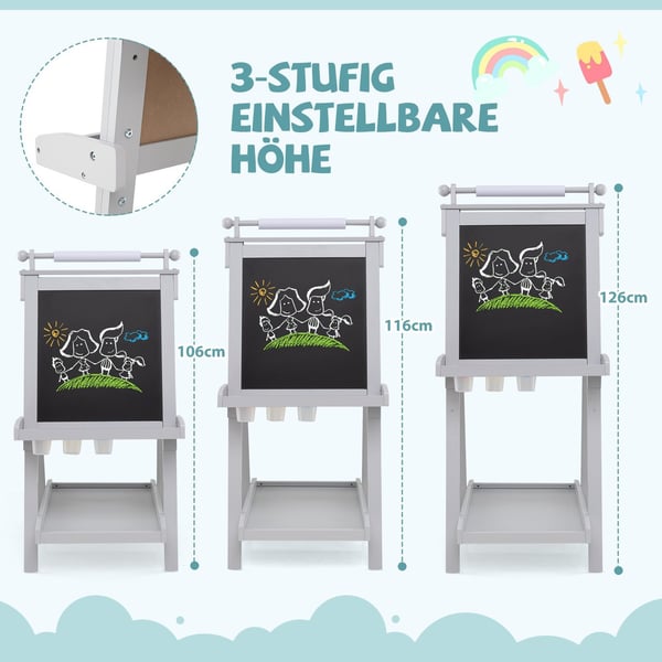 Justerbart staffeli for barn med tavle og magnettavle