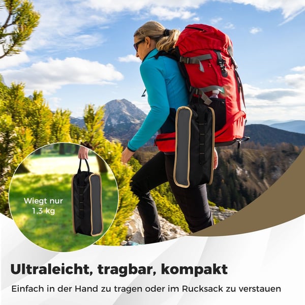 Ultralet sammenklappelig campingstol med sidelomme, 150 kg kapacitet
