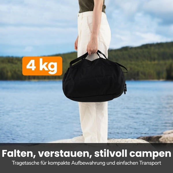 Justerbar campingseng med opbevaring, 193x70 cm, 150 kg Kapacitet