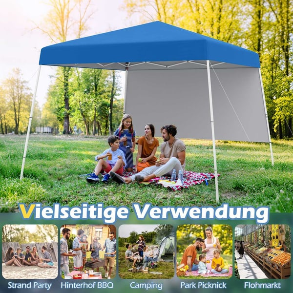 Pop-up paviljong 3x3m med sidovägg, ryggsäck, ankare
