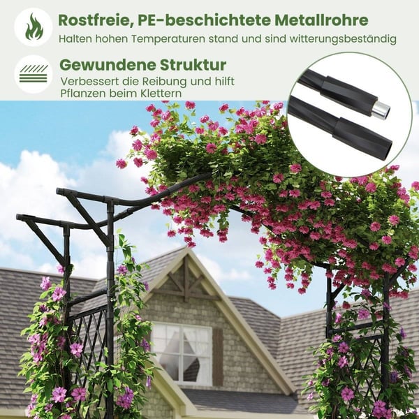 Metalhavebue til klatreplanter, 170x39x210 cm, sort