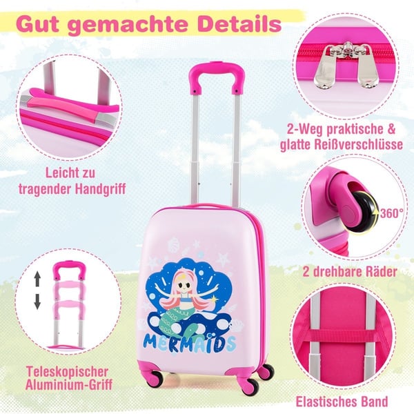 Barnebagasjesett – 12" & 16" hardt skallkoffert + ryggsekk