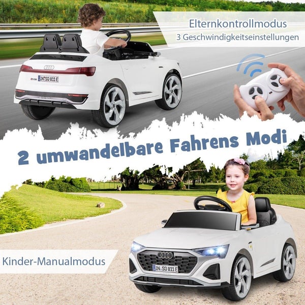 Audi SQ8 Kids Elbil, 12V, Fjernkontroll, Hvit