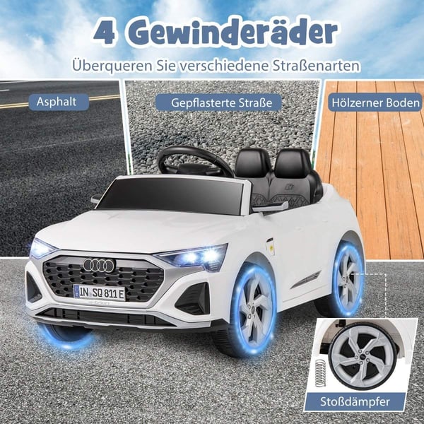 Audi SQ8 Kids Elbil, 12V, Fjernkontroll, Hvit