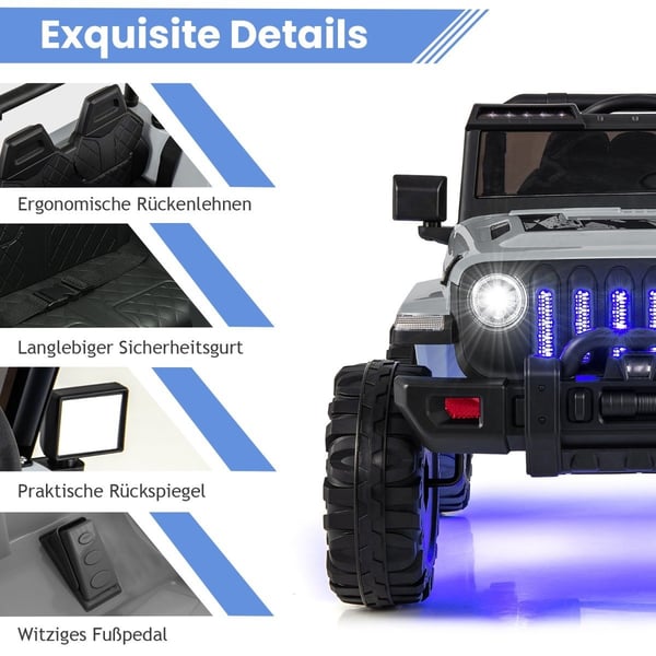 Elektrisk barnbil med fjärrkontroll, MP3, 12V, grå