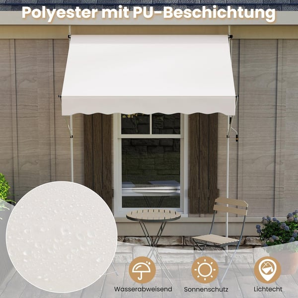 Udtrækkelig altanmarkise, borefri, UV-bestandig, 200 cm