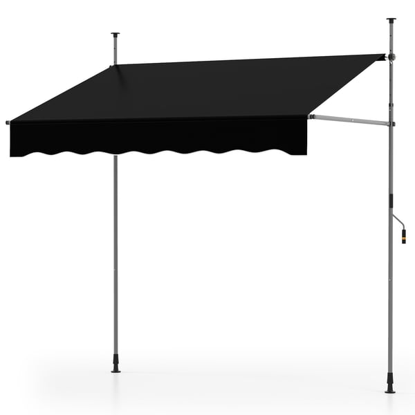 Udtrækkeligt altanmarkise, borefrit, UV-bestandigt, 200 cm, sort Udtrækkeligt altanmarkise, borefrit, UV-bestandigt, 200 cm, sort