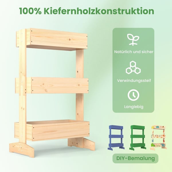 Pystysuuntainen puutarhaistutuskone, 3 kerrosta, mänty, 69x39x109 cm