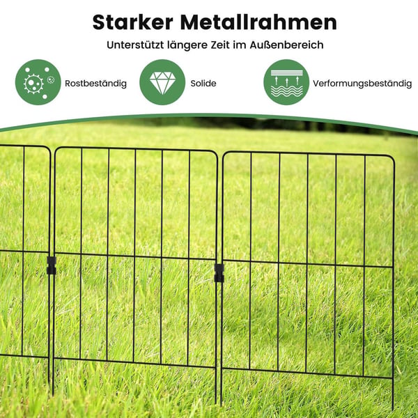 Dekorativt hagegjerde i metall, 25 deler, svart, rustfritt