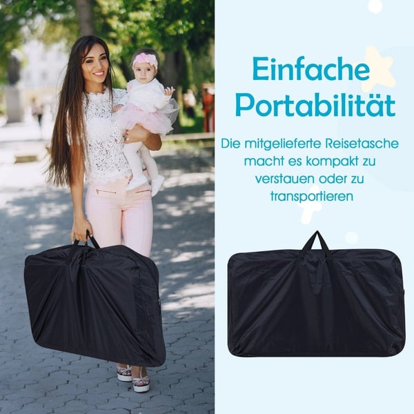 Justerbar barneseng med hjul, grå