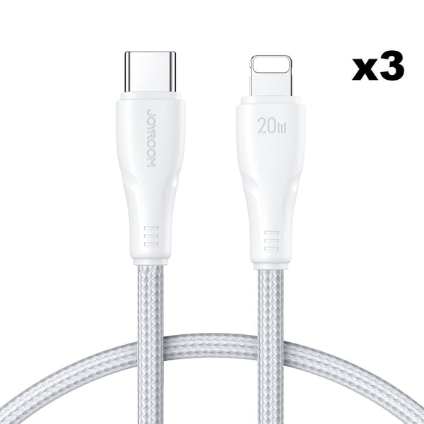 Joyroom USB Till Lightning Kabel 1m - Vit (3-pack)