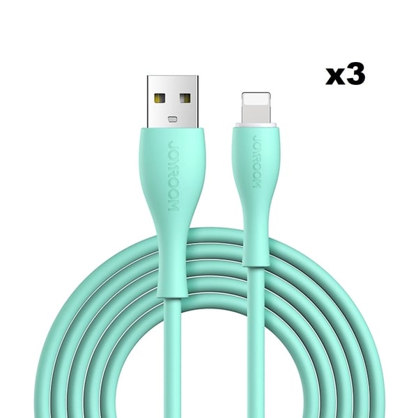 Joyroom USB Till Lightning Kabel 2m - Mintgrön (3-pack)