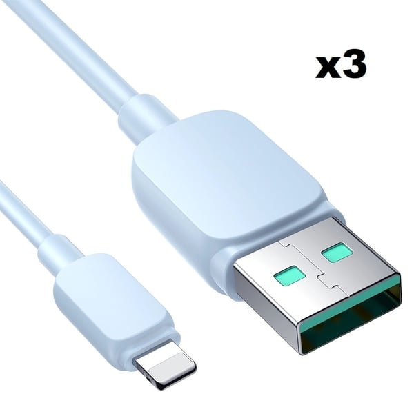 Joyroom USB Till Lightning Kabel 1.2m - Ljusblå (3-pack)