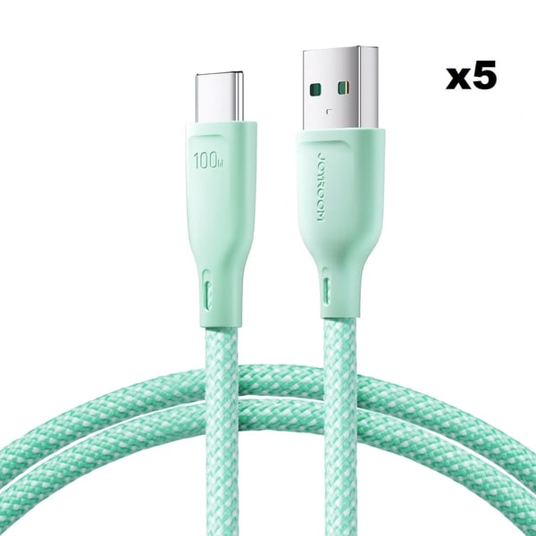 Joyroom USB Till USB C Kabel 1m - Mintgrön (5-pack)