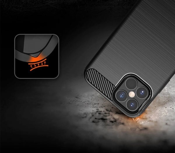Carbon Case Flexibelt Skal iPhone 12 Pro Max - Svart