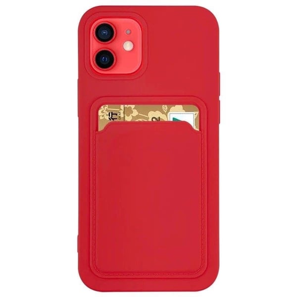 Card Case Skal med Korthållare iPhone 12 Pro - Röd