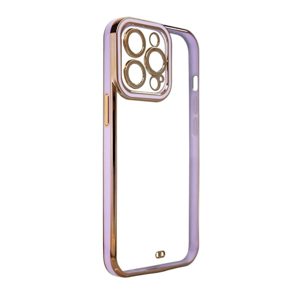 Fashion Case Skal med Ram iPhone 12 Pro Max - Transparent/Guld/Lila