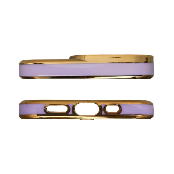 Fashion Case Skal med Ram iPhone 12 Pro Max - Transparent/Guld/Lila