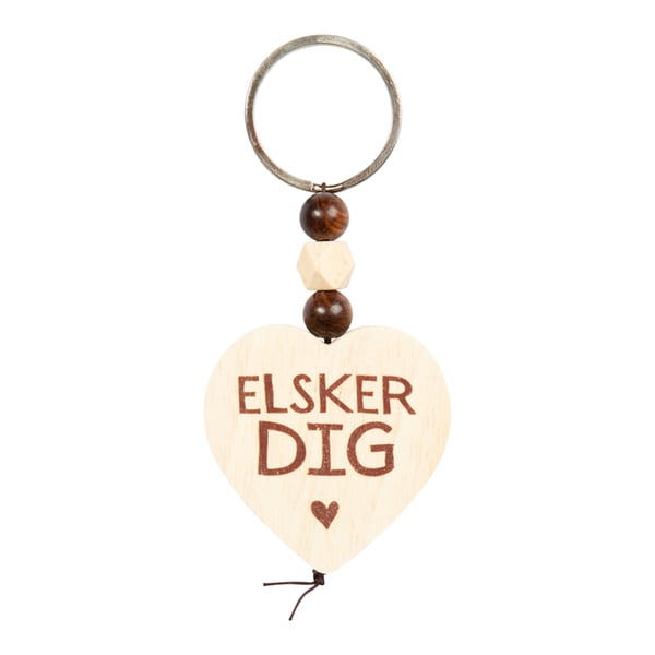 Hjärta i Trä Elsker Dig Nyckelring