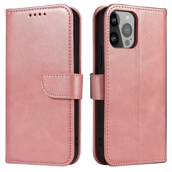 Magnet Case Flip Fodral med Ställ och Plånbok  iPhone 14 Plus - Rosa