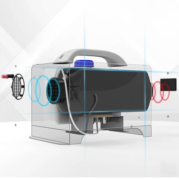 5kW 12V/24V universal dieselluftvärmare med Bluetooth/timer, kompletta tillbehör