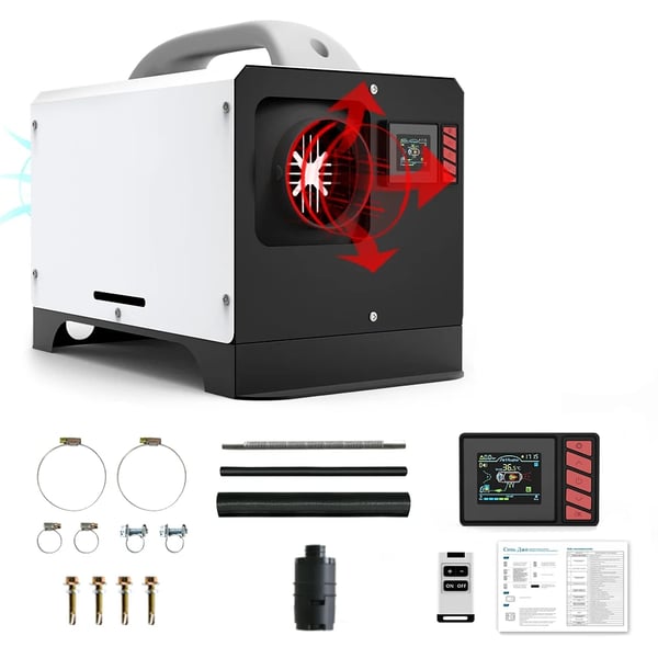 5kW 12V/24V universal dieselluftvärmare med Bluetooth/timer, kompletta tillbehör
