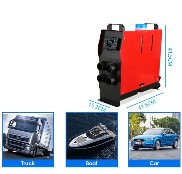 allt-i-1 12V/24V 5KW 4-luftuttag dieselluftvärmare med LCD-panel och fjärrkontroll