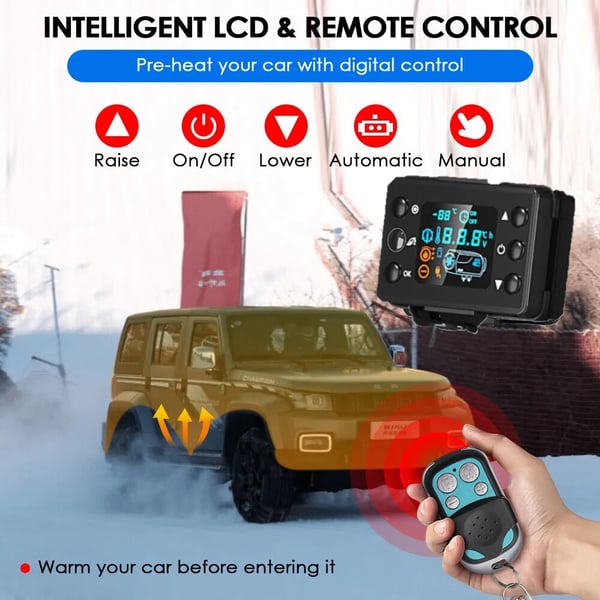 allt-i-1 12V/24V 5KW 4-luftuttag dieselluftvärmare med LCD-panel och fjärrkontroll