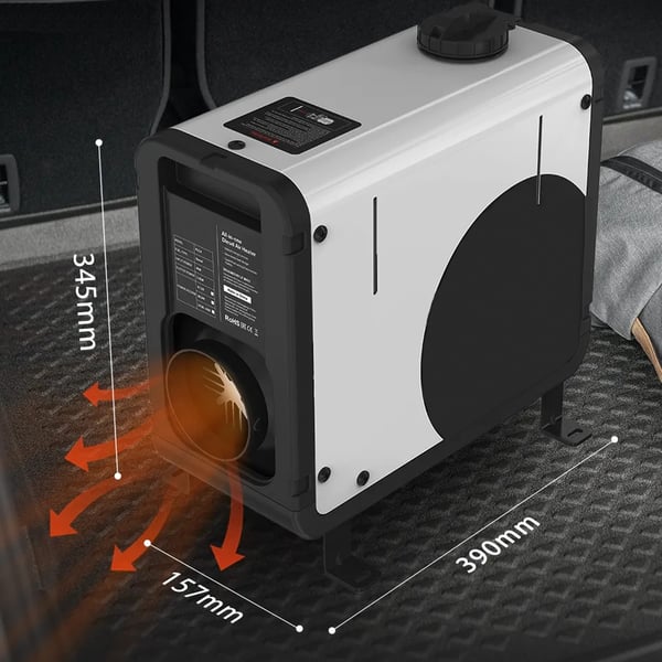 12V/24V/220V 5KW vertikal integrerad dieselparkeringsvärmare, 2 värmelägen, timingfunktion, anti-oljeläckagedesign