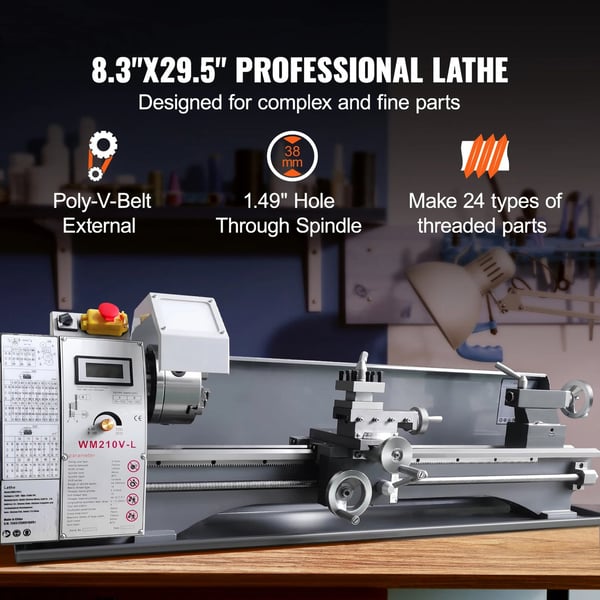 750W 50-2500 rpm 8,3" x 29,5" tung metallsvarv med digital display, borstlös motor, exakt hastighetsreglering, förbättrad säkerhet