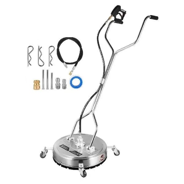 18" 4000PSI professionell ytrengörare med justerbara dubbla handtag och 4 tysta spinnerhjul, 3 munstycken, 3/8" snabbkoppling 18" 4000PSI professionell ytrengörare med justerbara dubbla handtag och 4 tysta spinnerhjul, 3 munstycken, 3/8" snabbkoppling