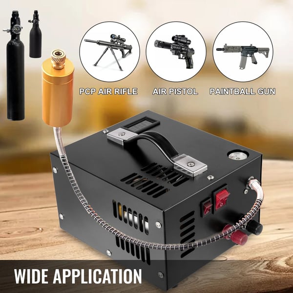 AC 220V/DC 12V 300W 30MPa/300Bar bärbar elektrisk PCP-luftkompressor med tryckmätare/LED-skärm/kylfläkt, lätt att ansluta