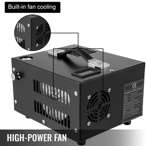 AC 220V/DC 12V 300W 30MPa/300Bar bärbar elektrisk PCP-luftkompressor med tryckmätare/LED-skärm/kylfläkt, lätt att ansluta