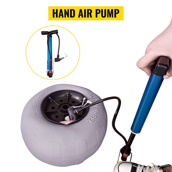2st 55kg kapacitet 13" uppblåsbara strandhjul med manuell luftpump, flexibel rörlighet i all terräng, robust TPU-konstruktion