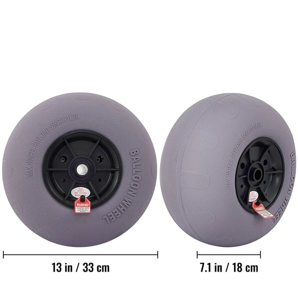 2st 55kg kapacitet 13" uppblåsbara strandhjul med manuell luftpump, flexibel rörlighet i all terräng, robust TPU-konstruktion