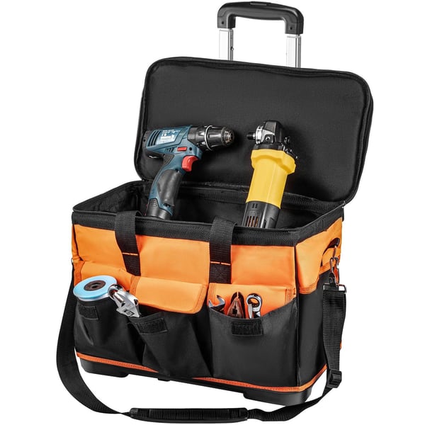 20" 60kg kapacitet rullande verktygsväska med 17 fickor, justerbart handtag och 2,56 tum stabila hjul, pålitlig och hållbar, 3 sätt att bära 20" 60kg kapacitet rullande verktygsväska med 17 fickor, justerbart handtag och 2,56 tum stabila hjul, pålitlig och hållbar, 3 sätt att bära