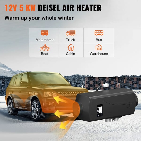 12V 5KW effektiv dieselluftvärmare för hytt och inomhus, snabb uppvärmning, låg energiförbrukning, lågt ljud, lätt att installera