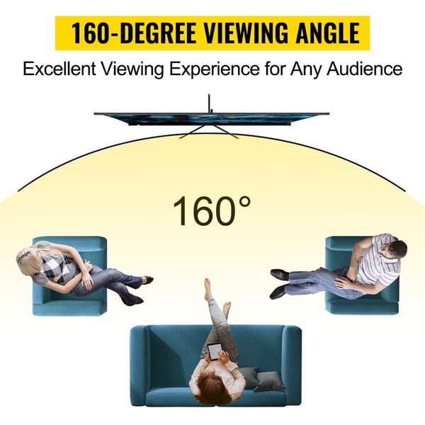 110" stativ projektorduk för inomhus- och utomhusbruk, 16:9 4K HD-projektionsduk, 160° betraktningsvinkel, justerbar höjd