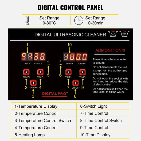 33-40kHz 2L bärbar ultraljudsrengöringsmaskin med digital kontrollpanel, justerbar tid och temperatur, säker att använda