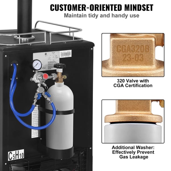 5 lbs kapacitet 1800PSI CO2-tank med CGA320-ventil för utmatning av fatöl och drycker, hög stabilitet