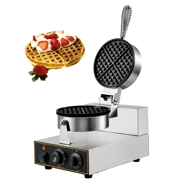 1100W kommersiell våffelbryggare med Ø180 mm non-stick-platta, justerbar temperatur och timer, lätt att använda och rengöra 1100W kommersiell våffelbryggare med Ø180 mm non-stick-platta, justerbar temperatur och timer, lätt att använda och rengöra