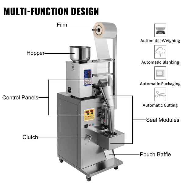 1-200g pulver förpackningsmaskin med automatisk vägning, automatisk pulverpåfyllningsmaskin, intelligent styrning, stabil och pålitlig