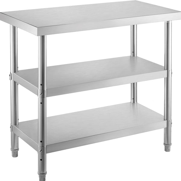 24x14x33,6 tum 180 kg kapacitet köksförberedande bord i rostfritt stål, kommersiellt arbetsbord, justerbara hyllor och fötter 24x14x33,6 tum 180 kg kapacitet köksförberedande bord i rostfritt stål, kommersiellt arbetsbord, justerbara hyllor och fötter