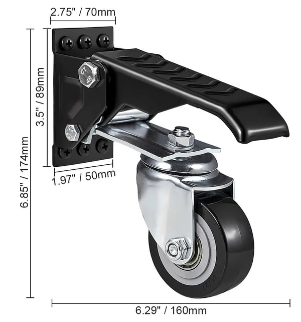 4st 2,5" 165 lbs kapacitet/st arbetsbänkhjul med kullager, 360° svängbar, tyst glid, robust och hållbar, för bord och utrustning