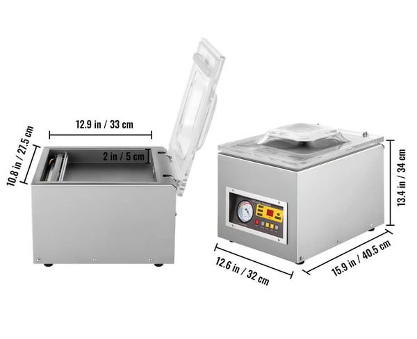 120W kommersiell vakuumförseglingsmaskin med multifunktionell kontrollpanel, transparent glaslock