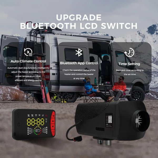 8KW 12V/24V dieselluftvärmare för fordon och inomhusbruk med Bluetooth-kontroll, ultratyst, smart konstant temperatur