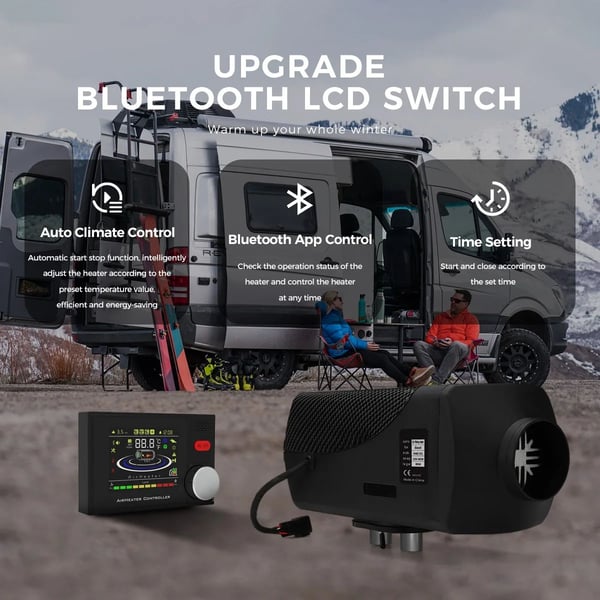 8KW 12V/24V delad dieselluftvärmare för dieselfordon och inomhus, rumsvärmare med Bluetooth APP-kontroll, parkeringsvärmare